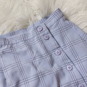 LULU'S periwinkle plaid button skirt